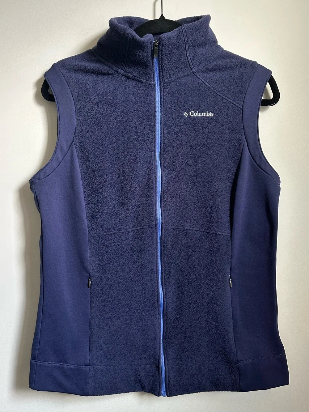 Columbia Omni-Shield Fleece Softshell Vest Women’s L Blue Full Zip Outdoor